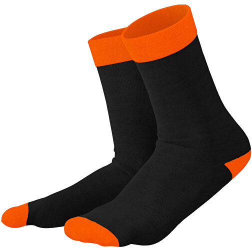 Adam - Die Premium Business Socke , schwarz / orange, 85% Natur Baumwolle, 12% regeniertes umwelftreundliches Polyamid, 3% Elastan, 36,00cm x 0,40cm x 8,00cm (Länge x Höhe x Breite), Bild 1