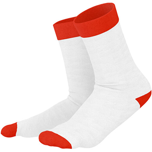 Adam - Die Premium Business Socke , weiss / rot, 85% Natur Baumwolle, 12% regeniertes umwelftreundliches Polyamid, 3% Elastan, 36,00cm x 0,40cm x 8,00cm (Länge x Höhe x Breite), Bild 1