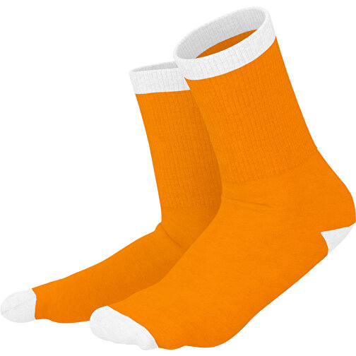 Boris - Die Premium Tennis Socke , gelborange / weiss, 85% Natur Baumwolle, 12% regeniertes umwelftreundliches Polyamid, 3% Elastan, 36,00cm x 0,40cm x 8,00cm (Länge x Höhe x Breite), Bild 1