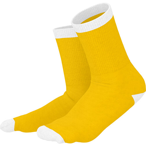 Boris - Die Premium Tennis Socke , sonnengelb / weiss, 85% Natur Baumwolle, 12% regeniertes umwelftreundliches Polyamid, 3% Elastan, 36,00cm x 0,40cm x 8,00cm (Länge x Höhe x Breite), Bild 1