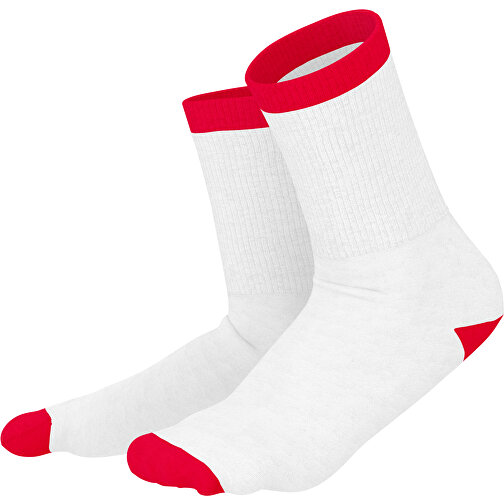 Boris - Die Premium Tennis Socke , weiss / ampelrot, 85% Natur Baumwolle, 12% regeniertes umwelftreundliches Polyamid, 3% Elastan, 36,00cm x 0,40cm x 8,00cm (Länge x Höhe x Breite), Bild 1