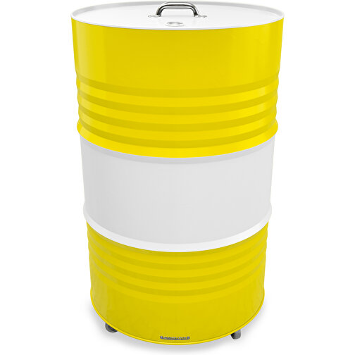 Fass-Tonne Mit Deckel , weiß / gelb, Stahlblech, 90,00cm (Höhe), Bild 1