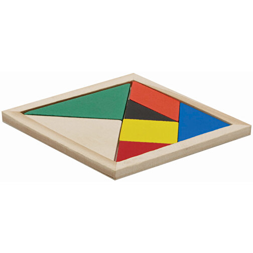 Holz-Puzzle TANGRAM BASE , bunt, Holz, 9,90cm x 0,70cm x 9,90cm (Länge x Höhe x Breite), Bild 1