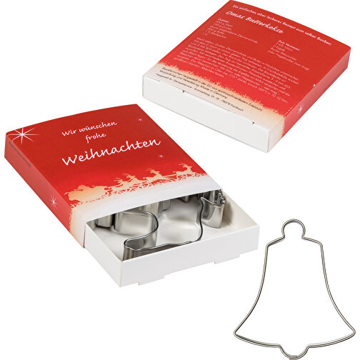 Backförmchen Premium-Box - Xmas - Herz + Glocke , Papier, Edelstahl, 8,10cm x 1,50cm x 9,20cm (Länge x Höhe x Breite), Bild 4