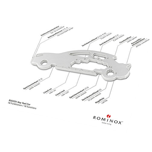 ROMINOX® Key Tool // Car - 18 Functions (Auto) , Edelstahl, 7,50cm x 0,23cm x 2,50cm (Länge x Höhe x Breite), Bild 2