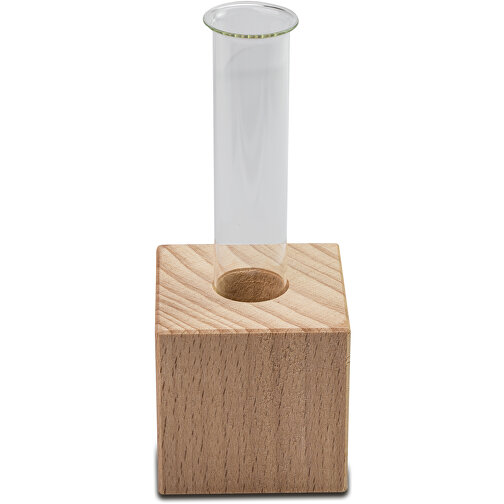 Mini-Vase - Mit Digitaldruck Und Lasergravur , Papier, Holz, Glas, 4,00cm x 10,00cm x 4,00cm (Länge x Höhe x Breite), Bild 4