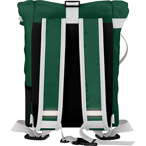 Rolltop Rucksack Comfort , dunkelgrün / weiß, Sublimation-fabric 240g - Polyester (PU), 29,50cm x 58,00cm x 16,00cm (Länge x Höhe x Breite), Bild 2