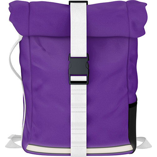 Rolltop Rucksack Comfort , lila / weiss, Sublimation-fabric 200g - Polyester (PU), 29,50cm x 13,00cm x 33,00cm (Länge x Höhe x Breite), Bild 1