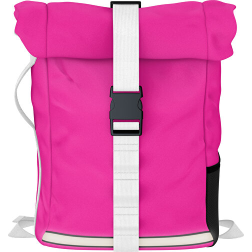 Rolltop Rucksack Comfort , pink / weiss, Sublimation-fabric 200g - Polyester (PU), 29,50cm x 13,00cm x 33,00cm (Länge x Höhe x Breite), Bild 1