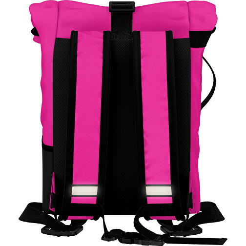 Rolltop Rucksack Comfort , pink / schwarz, Sublimation-fabric 200g - Polyester (PU), 29,50cm x 13,00cm x 33,00cm (Länge x Höhe x Breite), Bild 2