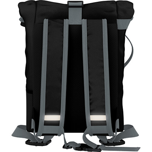Rolltop Rucksack Comfort , schwarz / grau, Sublimation-fabric 200g - Polyester (PU), 29,50cm x 13,00cm x 33,00cm (Länge x Höhe x Breite), Bild 2