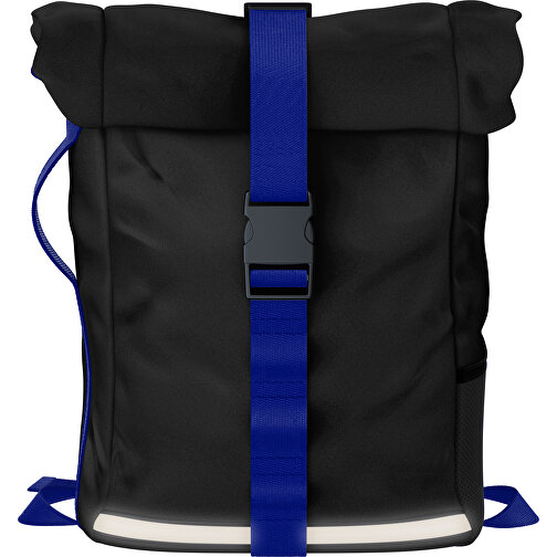 Rolltop Rucksack Comfort , schwarz / königsblau, Sublimation-fabric 200g - Polyester (PU), 29,50cm x 13,00cm x 33,00cm (Länge x Höhe x Breite), Bild 1