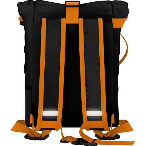 Rolltop Rucksack Comfort , schwarz / kürbisorange, Sublimation-fabric 200g - Polyester (PU), 29,50cm x 13,00cm x 33,00cm (Länge x Höhe x Breite), Bild 2