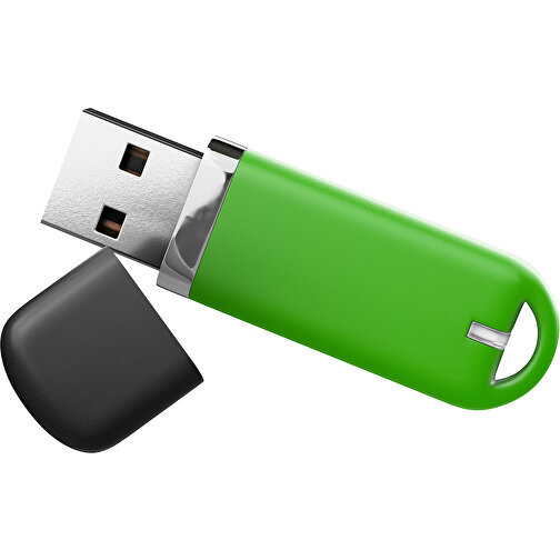 USB-Stick StylishDrive 2.0 , grasgrün /schwarz MB , 16 GB , Gummiplastik, Kunststoff MB , 6,20cm x 0,75cm x 2,00cm (Länge x Höhe x Breite), Bild 1