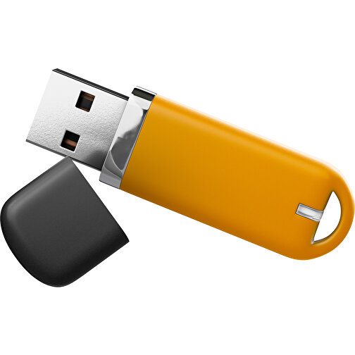 USB-Stick StylishDrive 2.0 , kürbisorange /schwarz MB , 16 GB , Gummiplastik, Kunststoff MB , 6,20cm x 0,75cm x 2,00cm (Länge x Höhe x Breite), Bild 1