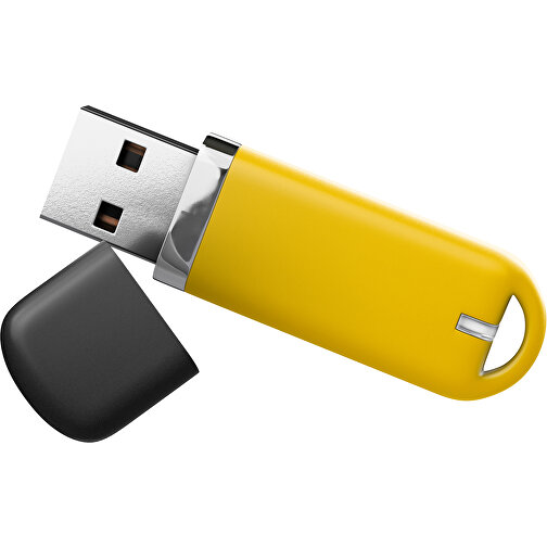 USB-Stick StylishDrive 2.0 , sonnengelb /schwarz MB , 16 GB , Gummiplastik, Kunststoff MB , 6,20cm x 0,75cm x 2,00cm (Länge x Höhe x Breite), Bild 1