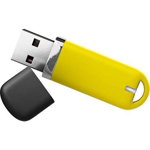 USB-Stick StylishDrive 2.0 , gelb /schwarz MB , 16 GB , Gummiplastik, Kunststoff MB , 6,20cm x 0,75cm x 2,00cm (Länge x Höhe x Breite), Bild 1