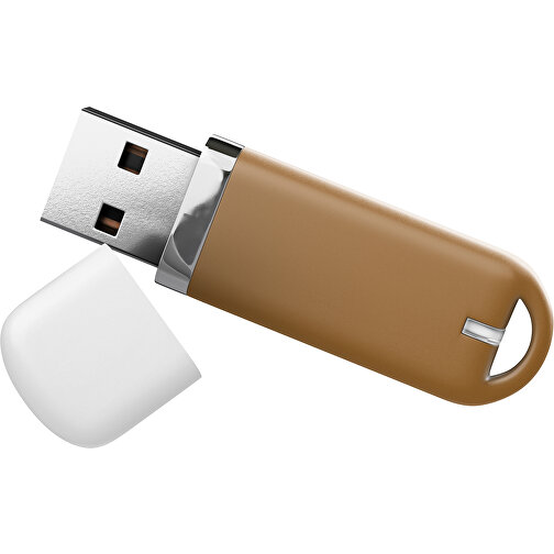 USB-Stick StylishDrive 2.0 , erdbraun / weiß MB , 16 GB , Gummiplastik, Kunststoff MB , 6,20cm x 0,75cm x 2,00cm (Länge x Höhe x Breite), Bild 1