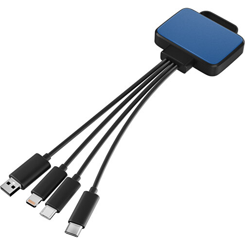 3-in-1 USB-Ladekabel MultiCharge , dunkelblau / schwarz, Kunststoff, 5,30cm x 1,20cm x 5,50cm (Länge x Höhe x Breite), Bild 1