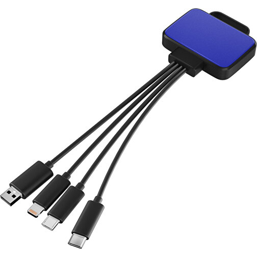 3-in-1 USB-Ladekabel MultiCharge , blau / schwarz, Kunststoff, 5,30cm x 1,20cm x 5,50cm (Länge x Höhe x Breite), Bild 1