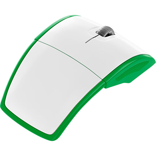 Klappmaus MaxFold , weiß / grün, Kunststoff, 11,30cm x 2,50cm x 5,80cm (Länge x Höhe x Breite), Bild 1
