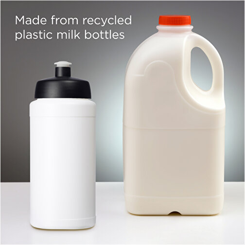 Baseline Recycelte Sportflasche, 500 Ml , Green Concept, weiss / schwarz, Recycelter HDPE Kunststoff, 18,50cm (Höhe), Bild 4