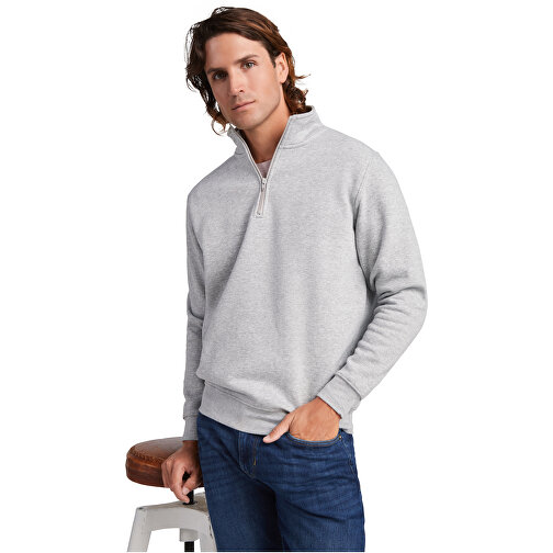 Aneto Pullover Mit Viertelreißverschluss , weiß, Strick 50% Baumwolle, 50% Polyester, 280 g/m2, M, , Bild 3