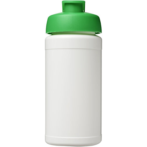 Baseline 500 Ml Recycelte Sportflasche Mit Klappdeckel , weiss / grün, 85% Recycelter HDPE Kunststoff, 15% PP Kunststoff, 18,50cm (Höhe), Bild 3
