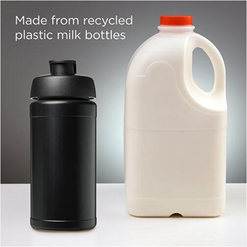 Baseline 500 Ml Recycelte Sportflasche Mit Klappdeckel , schwarz, 85% Recycelter HDPE Kunststoff, 15% PP Kunststoff, 18,50cm (Höhe), Bild 4
