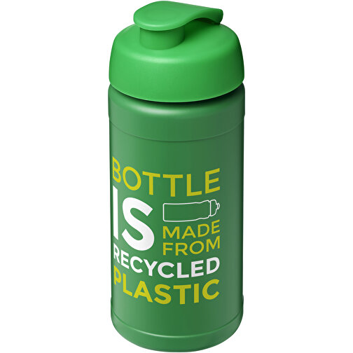 Baseline 500 Ml Recycelte Sportflasche Mit Klappdeckel , grün, 85% Recycelter HDPE Kunststoff, 15% PP Kunststoff, 18,50cm (Höhe), Bild 2