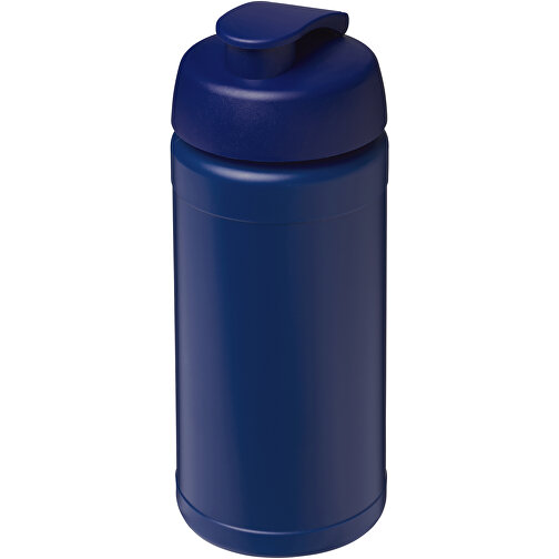 Baseline 500 Ml Recycelte Sportflasche Mit Klappdeckel , blau, 85% Recycelter HDPE Kunststoff, 15% PP Kunststoff, 18,50cm (Höhe), Bild 1