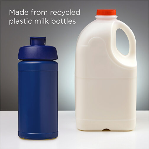 Baseline 500 Ml Recycelte Sportflasche Mit Klappdeckel , blau, 85% Recycelter HDPE Kunststoff, 15% PP Kunststoff, 18,50cm (Höhe), Bild 4