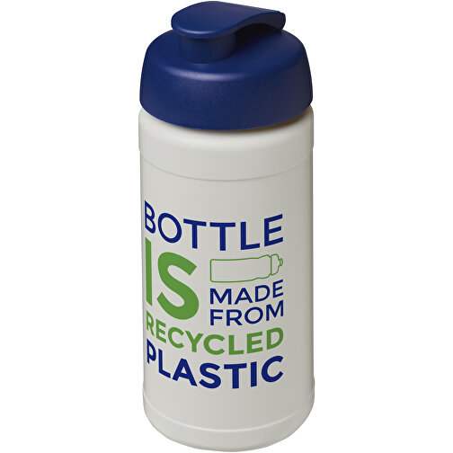 Baseline 500 Ml Recycelte Sportflasche Mit Klappdeckel , natural / blau, 85% Recycelter HDPE Kunststoff, 15% PP Kunststoff, 18,50cm (Höhe), Bild 2
