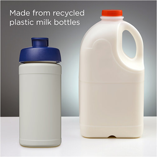 Baseline 500 Ml Recycelte Sportflasche Mit Klappdeckel , natural / blau, 85% Recycelter HDPE Kunststoff, 15% PP Kunststoff, 18,50cm (Höhe), Bild 4