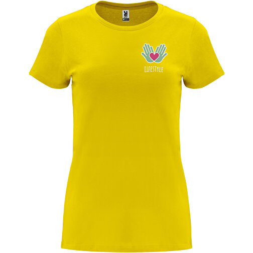 Capri T-Shirt Für Damen , gelb, Single jersey Strick 100% Baumwolle, 170 g/m2, M, , Bild 2