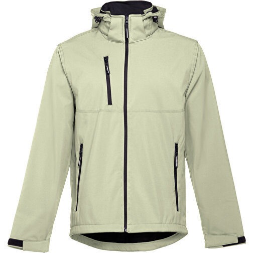 THC ZAGREB. Herren-Softshell-Jacke Aus Polyester Und Elastan , pastellgrün, Polyester und Elasthan, XXL, 80,00cm x 66,00cm (Länge x Breite), Bild 1