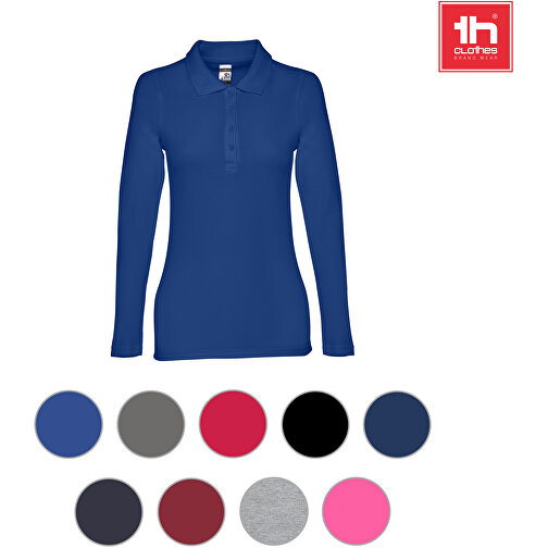 THC BERN WOMEN. Damen Langarm-Poloshirt , blau, 100% Baumwolle, L, 66,00cm x 46,00cm (Länge x Breite), Bild 4