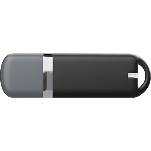USB-Stick StylishDrive 2.0 , schwarz / dunkelgrau MB , 16 GB , Gummiplastik, Kunststoff MB , 6,20cm x 0,75cm x 2,00cm (Länge x Höhe x Breite), Bild 2