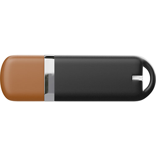 USB-Stick StylishDrive 2.0 , schwarz / braun MB , 16 GB , Gummiplastik, Kunststoff MB , 6,20cm x 0,75cm x 2,00cm (Länge x Höhe x Breite), Bild 2
