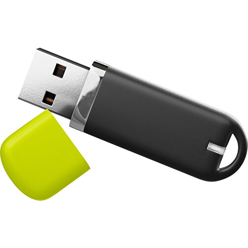 USB-Stick StylishDrive 2.0 , schwarz / hellgrün MB , 16 GB , Gummiplastik, Kunststoff MB , 6,20cm x 0,75cm x 2,00cm (Länge x Höhe x Breite), Bild 1