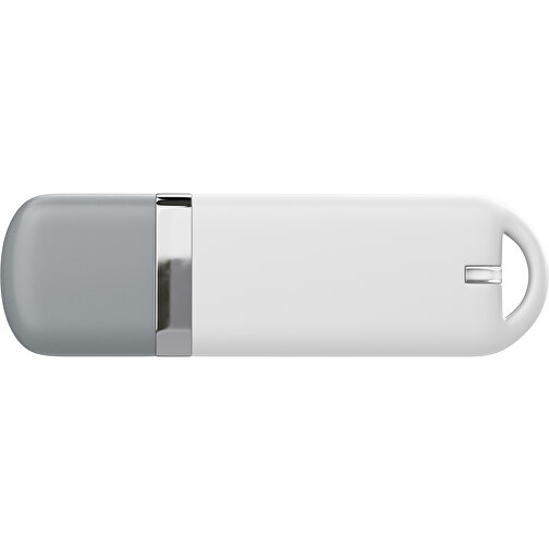 USB-Stick StylishDrive 2.0 , weiß / silber MB , 16 GB , Gummiplastik, Kunststoff MB , 6,20cm x 0,75cm x 2,00cm (Länge x Höhe x Breite), Bild 2