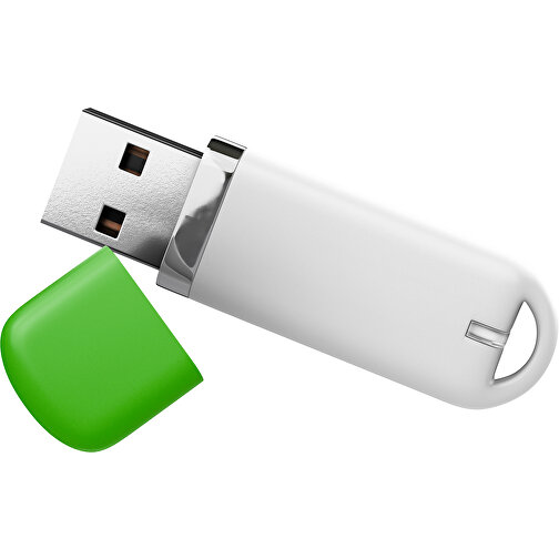 USB-Stick StylishDrive 2.0 , weiß / grasgrün MB , 16 GB , Gummiplastik, Kunststoff MB , 6,20cm x 0,75cm x 2,00cm (Länge x Höhe x Breite), Bild 1