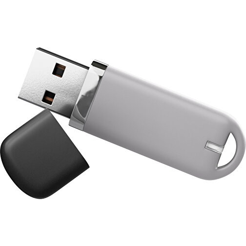 USB-Stick StylishDrive 2.0 , hellgrau /schwarz MB , 8 GB , Gummiplastik, Kunststoff MB , 6,20cm x 0,75cm x 2,00cm (Länge x Höhe x Breite), Bild 1