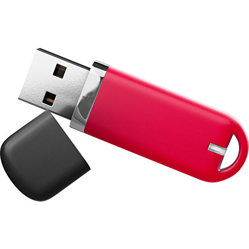 USB-Stick StylishDrive 2.0 , ampelrot /schwarz MB , 8 GB , Gummiplastik, Kunststoff MB , 6,20cm x 0,75cm x 2,00cm (Länge x Höhe x Breite), Bild 1
