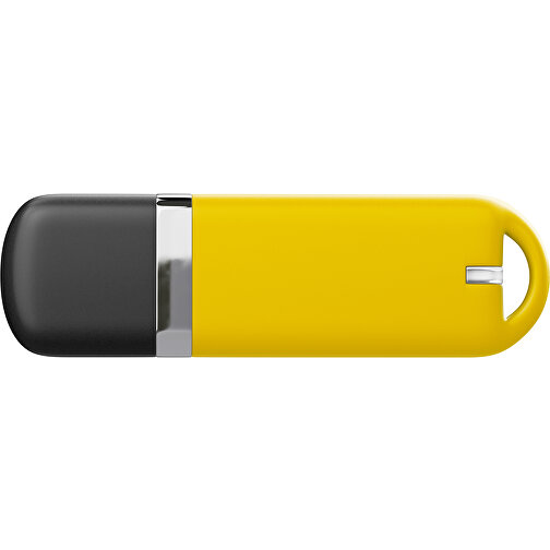 USB-Stick StylishDrive 2.0 , goldgelb /schwarz MB , 8 GB , Gummiplastik, Kunststoff MB , 6,20cm x 0,75cm x 2,00cm (Länge x Höhe x Breite), Bild 2