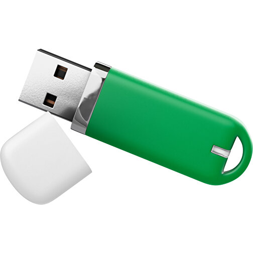 USB-Stick StylishDrive 2.0 , grün / weiß MB , 8 GB , Gummiplastik, Kunststoff MB , 6,20cm x 0,75cm x 2,00cm (Länge x Höhe x Breite), Bild 1