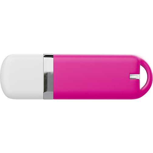 USB-Stick StylishDrive 2.0 , pink / weiß MB , 8 GB , Gummiplastik, Kunststoff MB , 6,20cm x 0,75cm x 2,00cm (Länge x Höhe x Breite), Bild 2