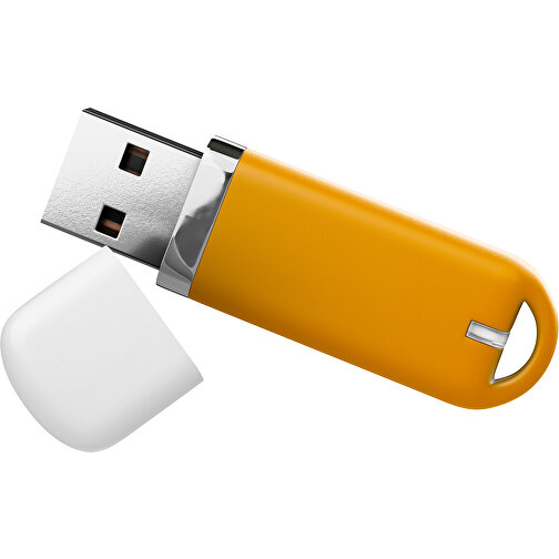 USB-Stick StylishDrive 2.0 , kürbisorange / weiß MB , 8 GB , Gummiplastik, Kunststoff MB , 6,20cm x 0,75cm x 2,00cm (Länge x Höhe x Breite), Bild 1