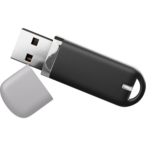 USB-Stick StylishDrive 2.0 , schwarz / hellgrau MB , 8 GB , Gummiplastik, Kunststoff MB , 6,20cm x 0,75cm x 2,00cm (Länge x Höhe x Breite), Bild 1
