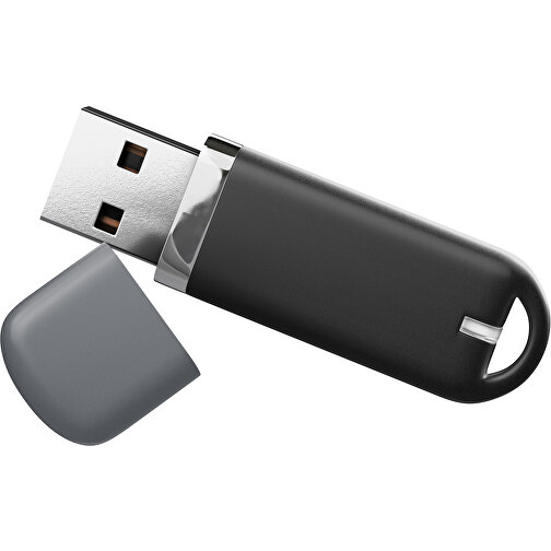 USB-Stick StylishDrive 2.0 , schwarz / dunkelgrau MB , 8 GB , Gummiplastik, Kunststoff MB , 6,20cm x 0,75cm x 2,00cm (Länge x Höhe x Breite), Bild 1